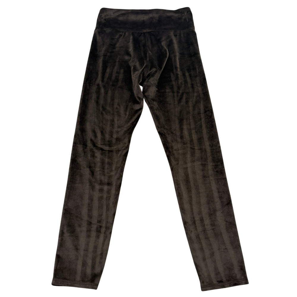 32 Degrees Heat Womens Velour Leggings Medium Black Striped Plush Lounge Pants